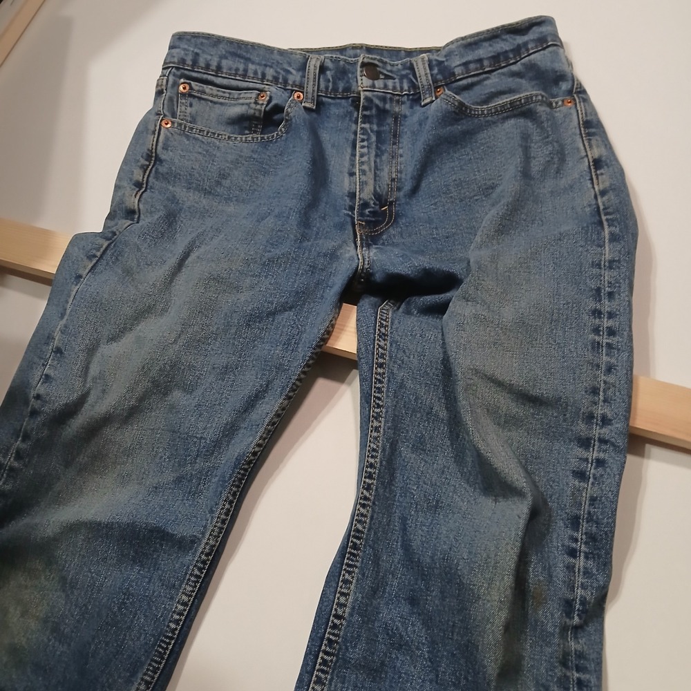 Levi's 505 Relaxed Straight Leg Jeans Distressed Denim Blue Mens Size - Picture 2 of 8